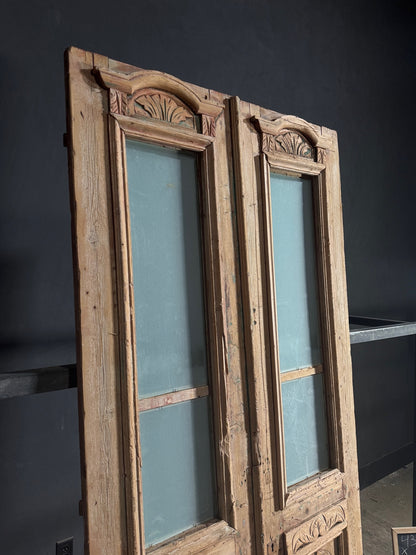Antique Carved 2 Lite French Doors - 43x93 - N613