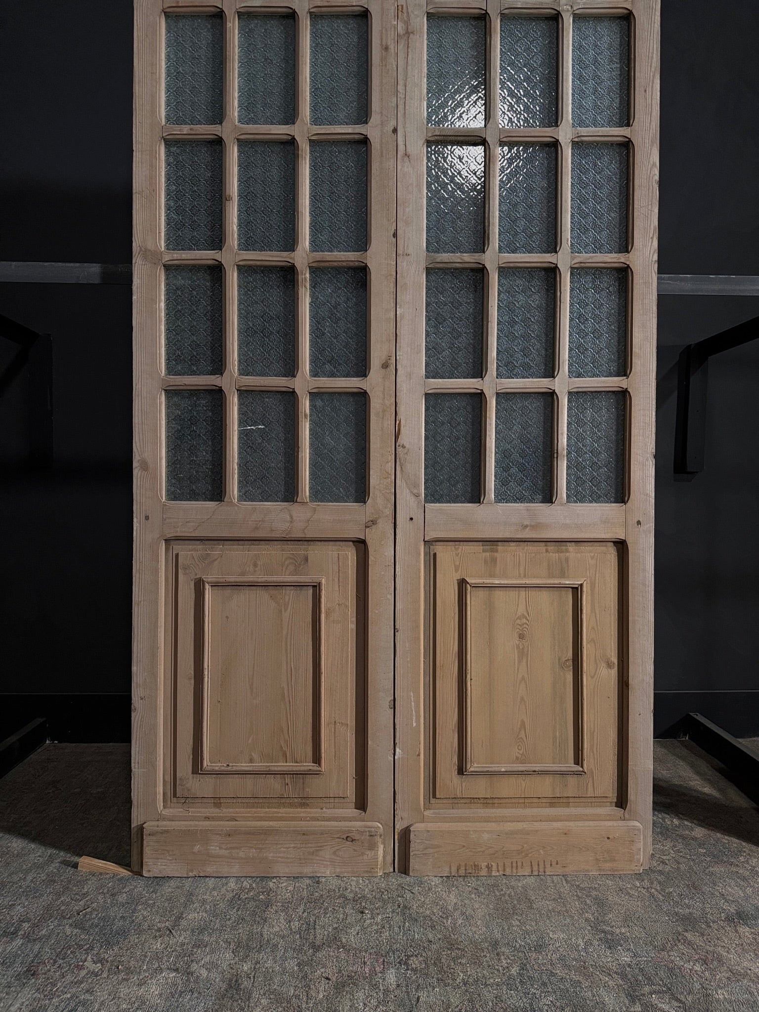 Antique Obscured Glass 7 Lite French Doors - 51.25x100.5 - N59