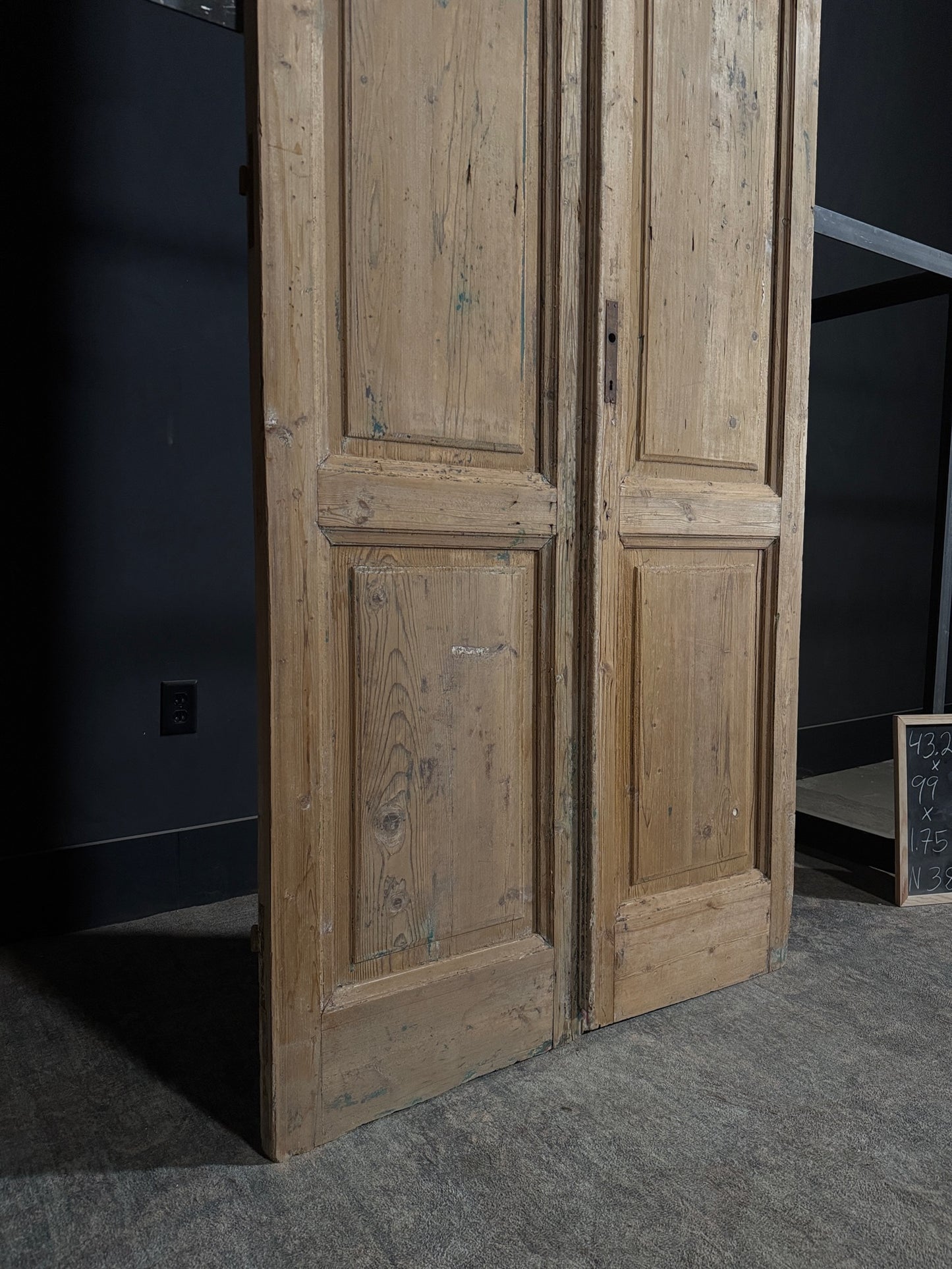 Antique 3 Panel Solid Double Doors - 43.25x99 - N384