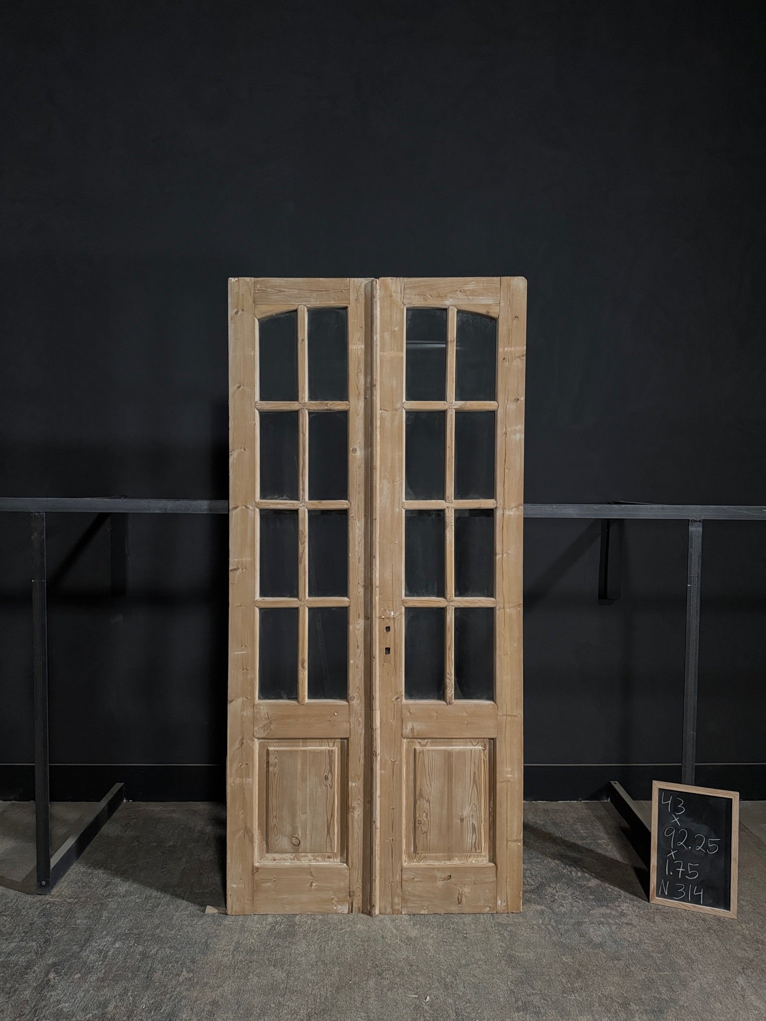 Antique Glass 7 Lite Arched French Doors - 43x92.25 - N314