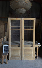 Antique Glass 3 Lite French Doors - 52.25x84 - L698