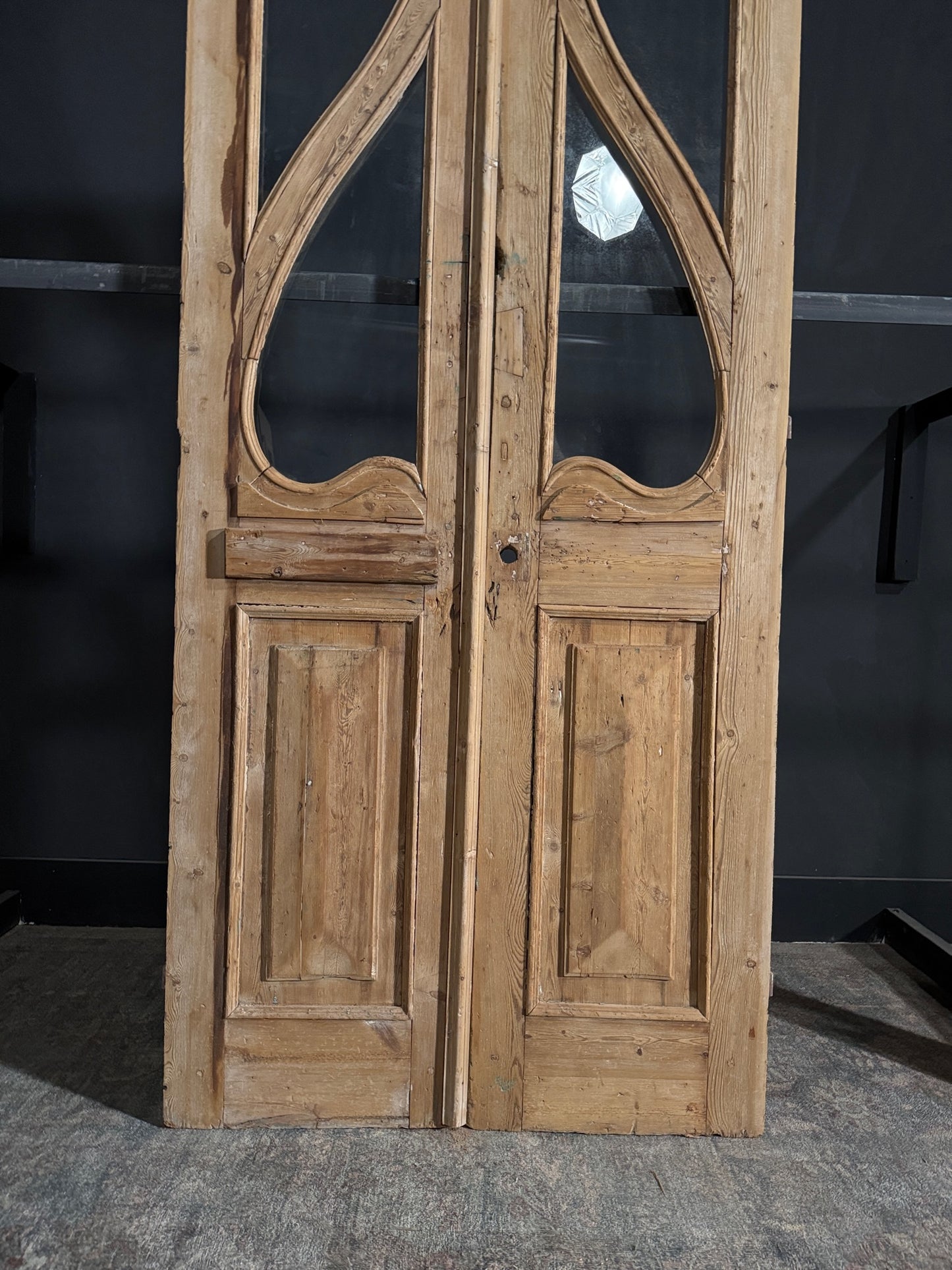 Antique Art Nouveau Glass French Doors - 41.5x97.75 - N65