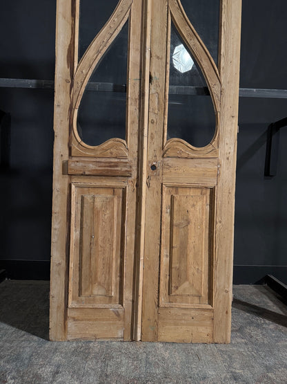 Antique Art Nouveau Glass French Doors - 41.5x97.75 - N65