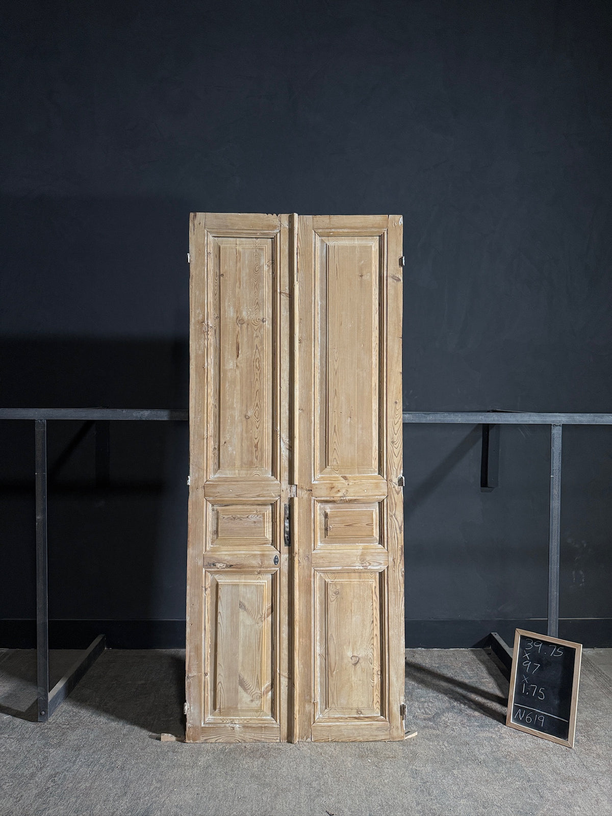 Antique 4 Panel Solid Double Doors - 39.75x97 - N619