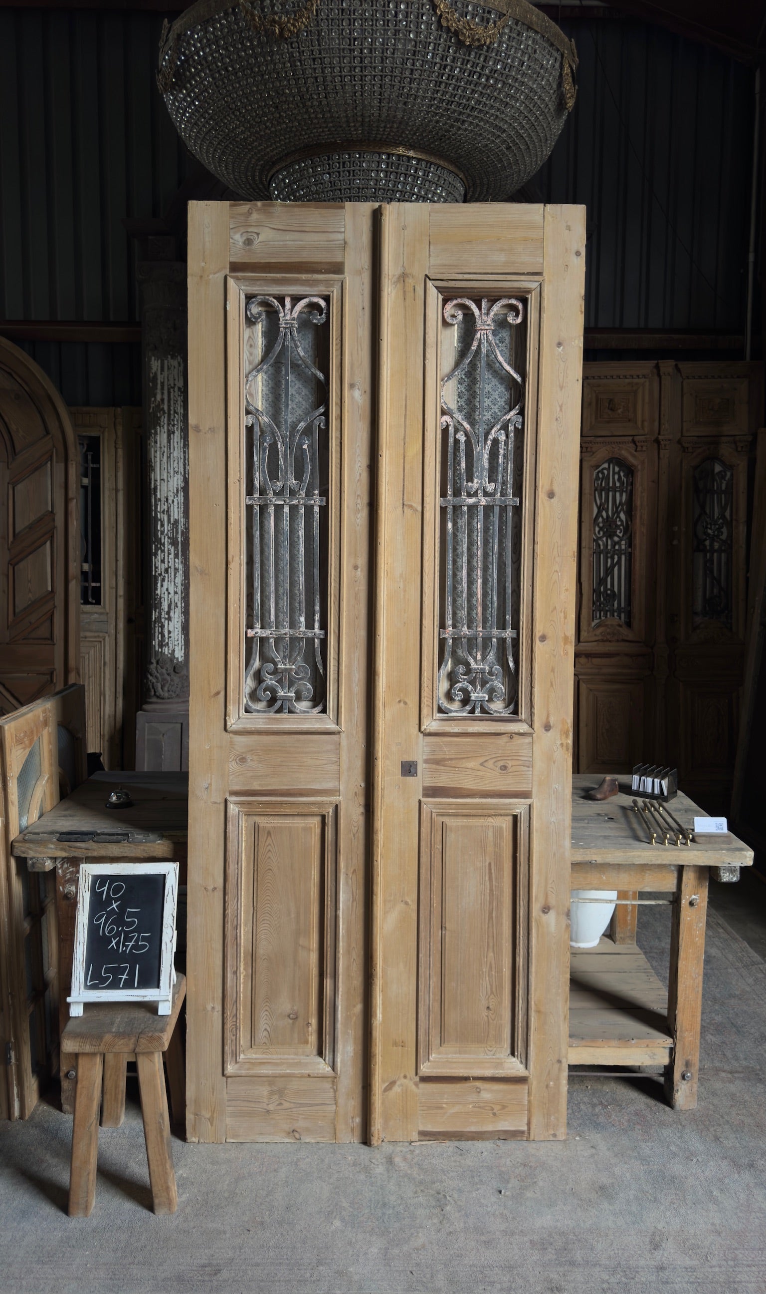 Antique Iron 2 Lite French Doors - 40x96.5 - L571