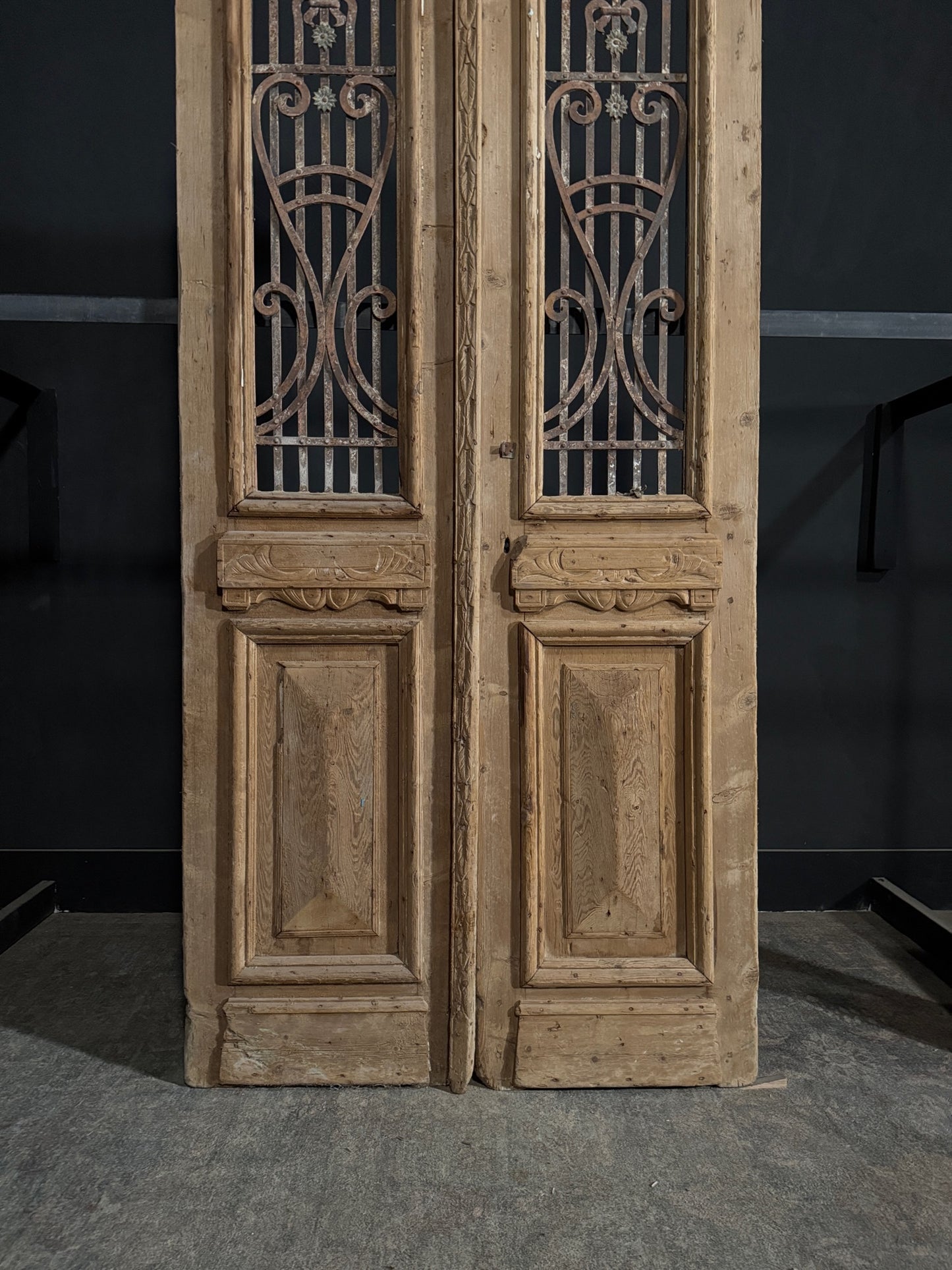 Antique Carved Iron French Doors - 44x97 - N336