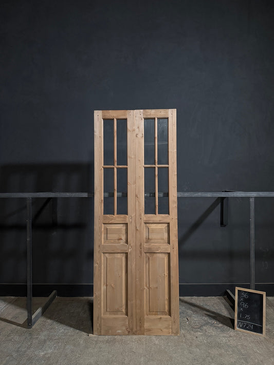 Handcrafted Glass 4 Lite French Doors - 36x96 - N724