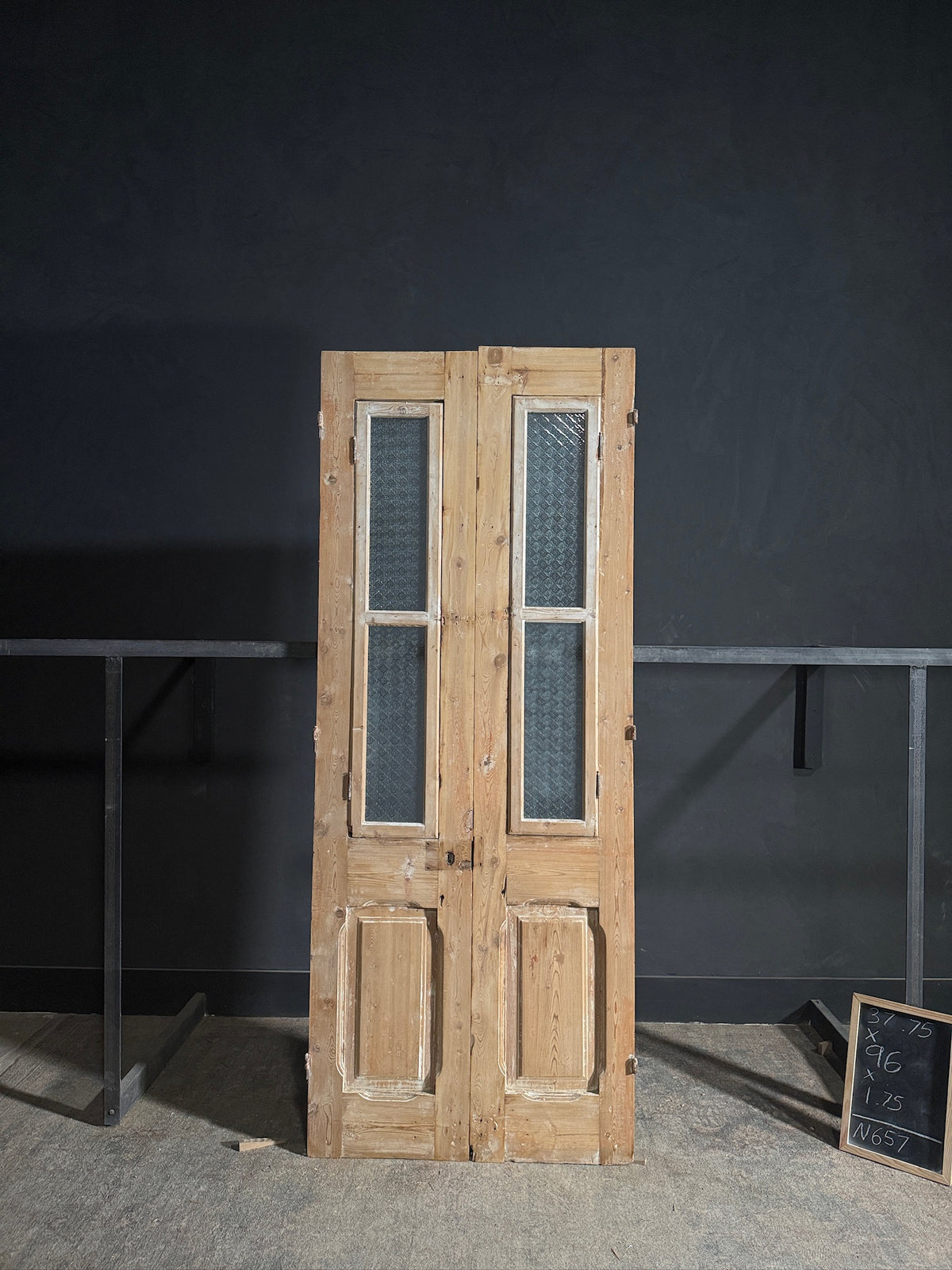 Antique Obscured Glass 1 Lite French Doors - 37.75x96 - N657