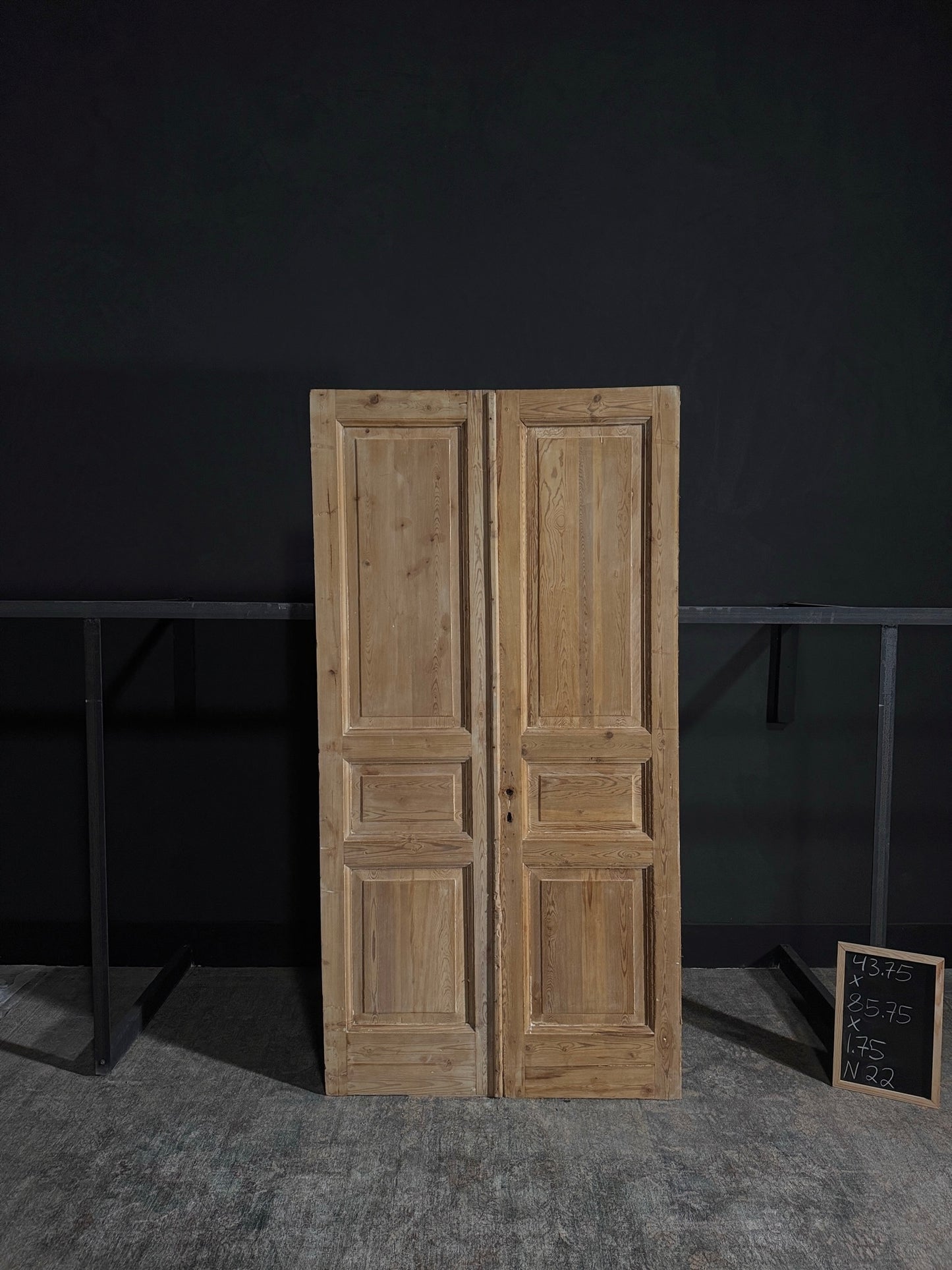 Antique Iron 3 Panel Double Doors - 43.75x85.75 - N22