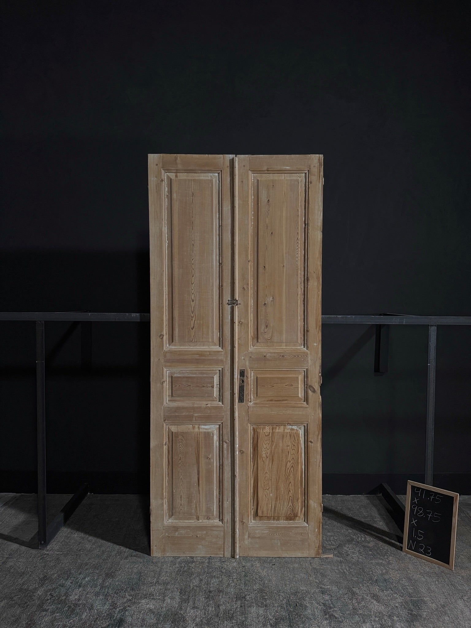 Antique Iron 3 Panel Double Doors - 41.75x98.75 - N23