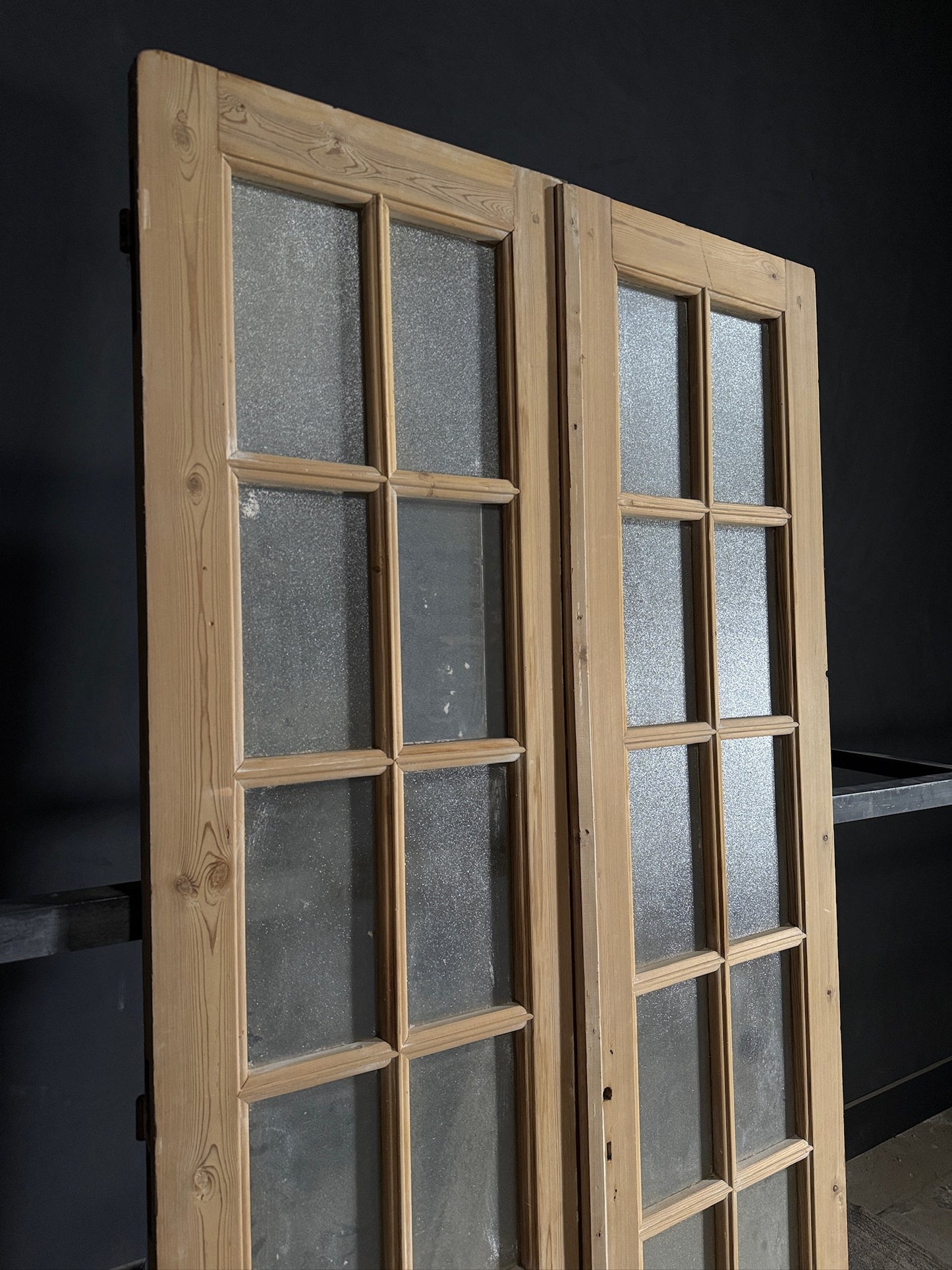Antique Obscured Glass French Doors - 44.25x95.5 - N471