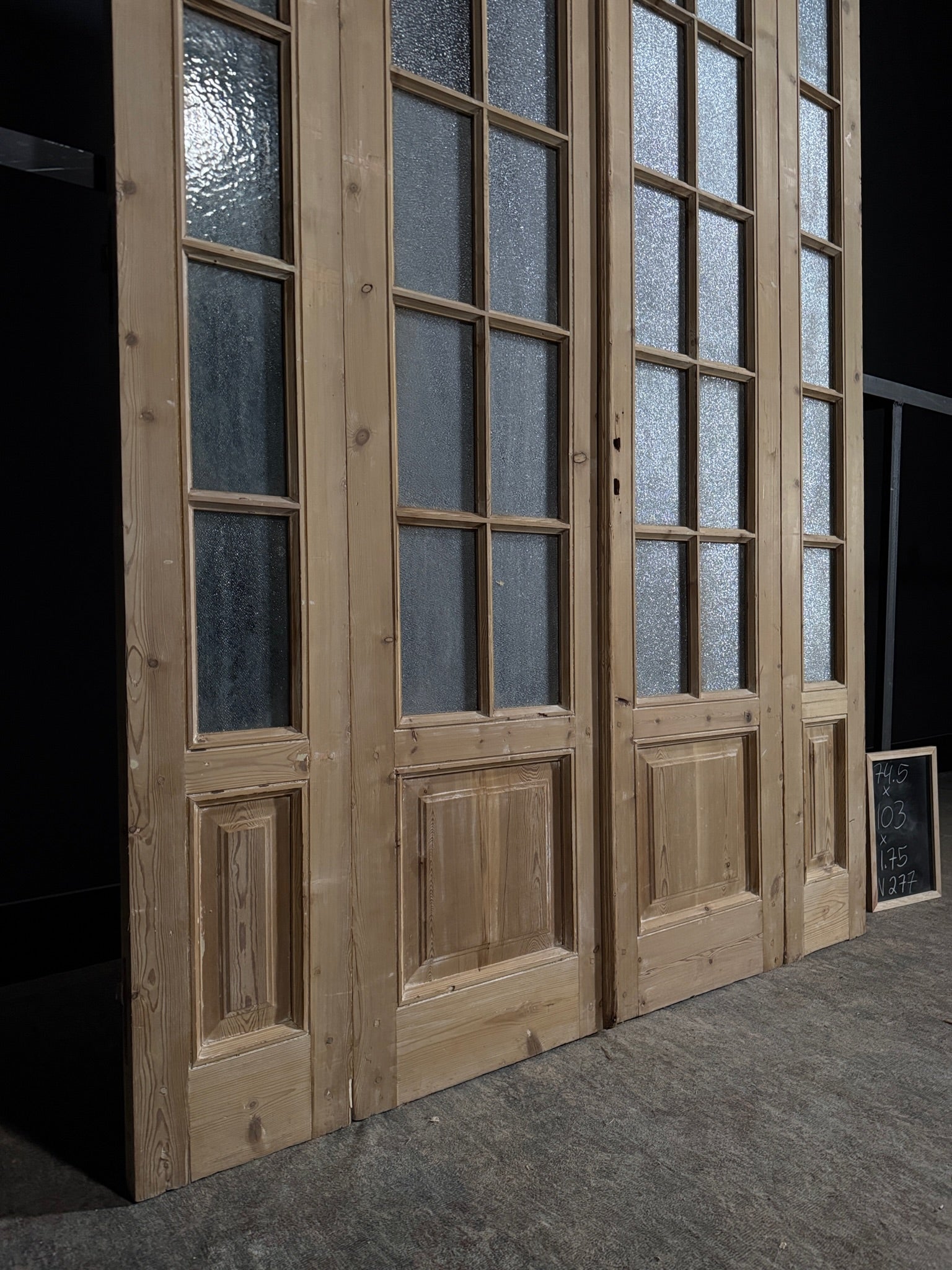 Antique Obscured Glass French Doors - 74.5x103 - N277