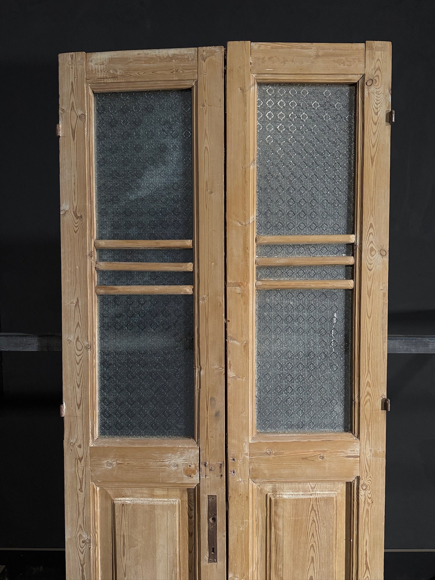 Antique Obscured Glass 2 Lite French Doors - 38.75x94.25 - N478