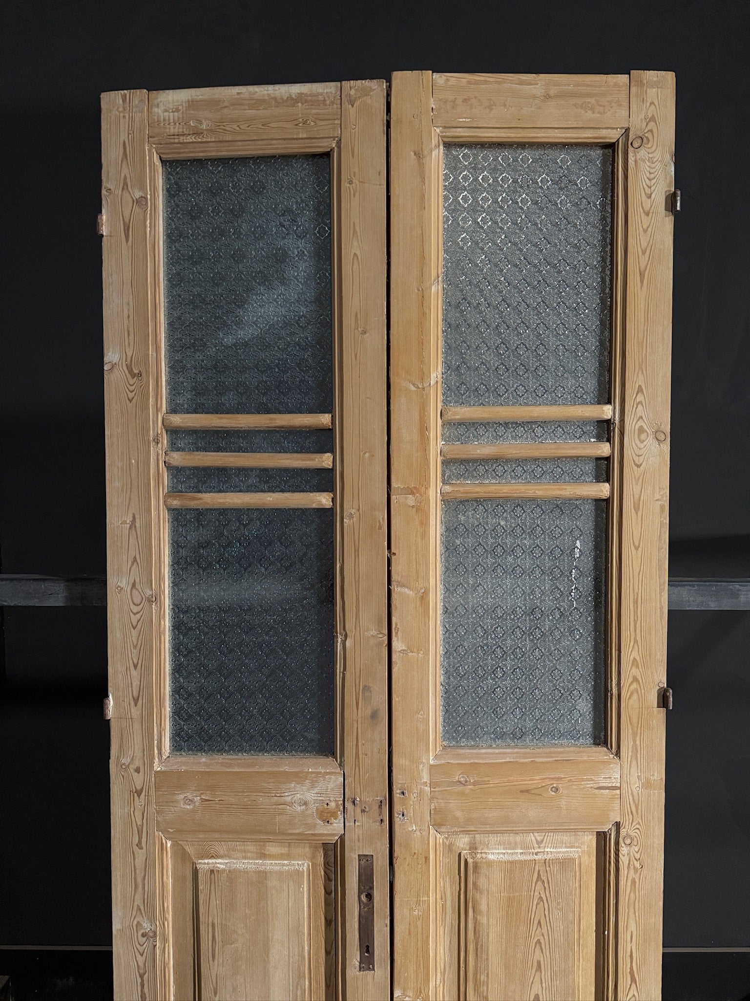 Antique Obscured Glass 2 Lite French Doors - 38.75x94.25 - N478