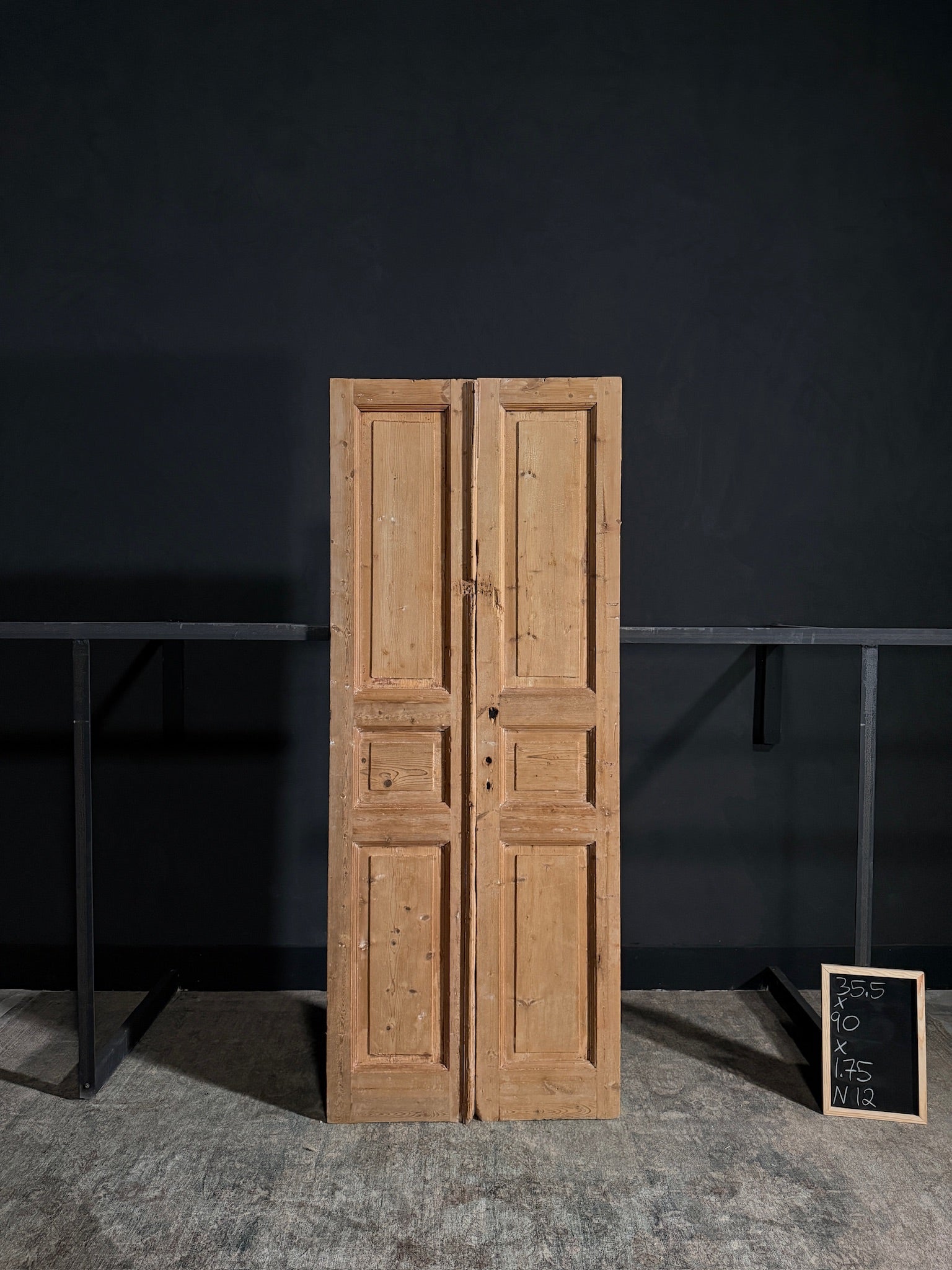 Antique Iron 3 Panel Double Doors - 35.5x90 - N12