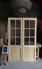 Antique Obscured Glass 6 Lite French Doors - 54.5x84.5 - L686