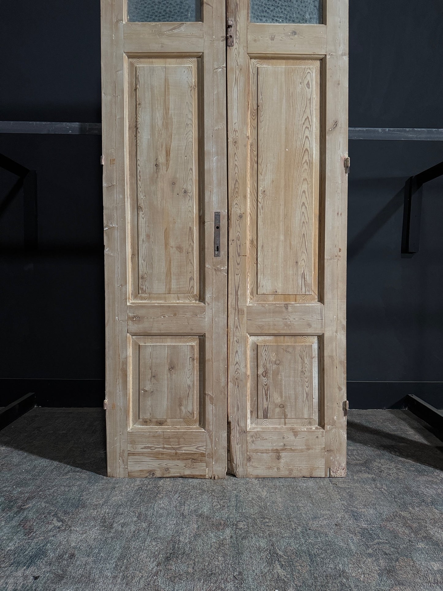 Antique Obscured Glass 3 Lite French Doors - 41x96 - N90