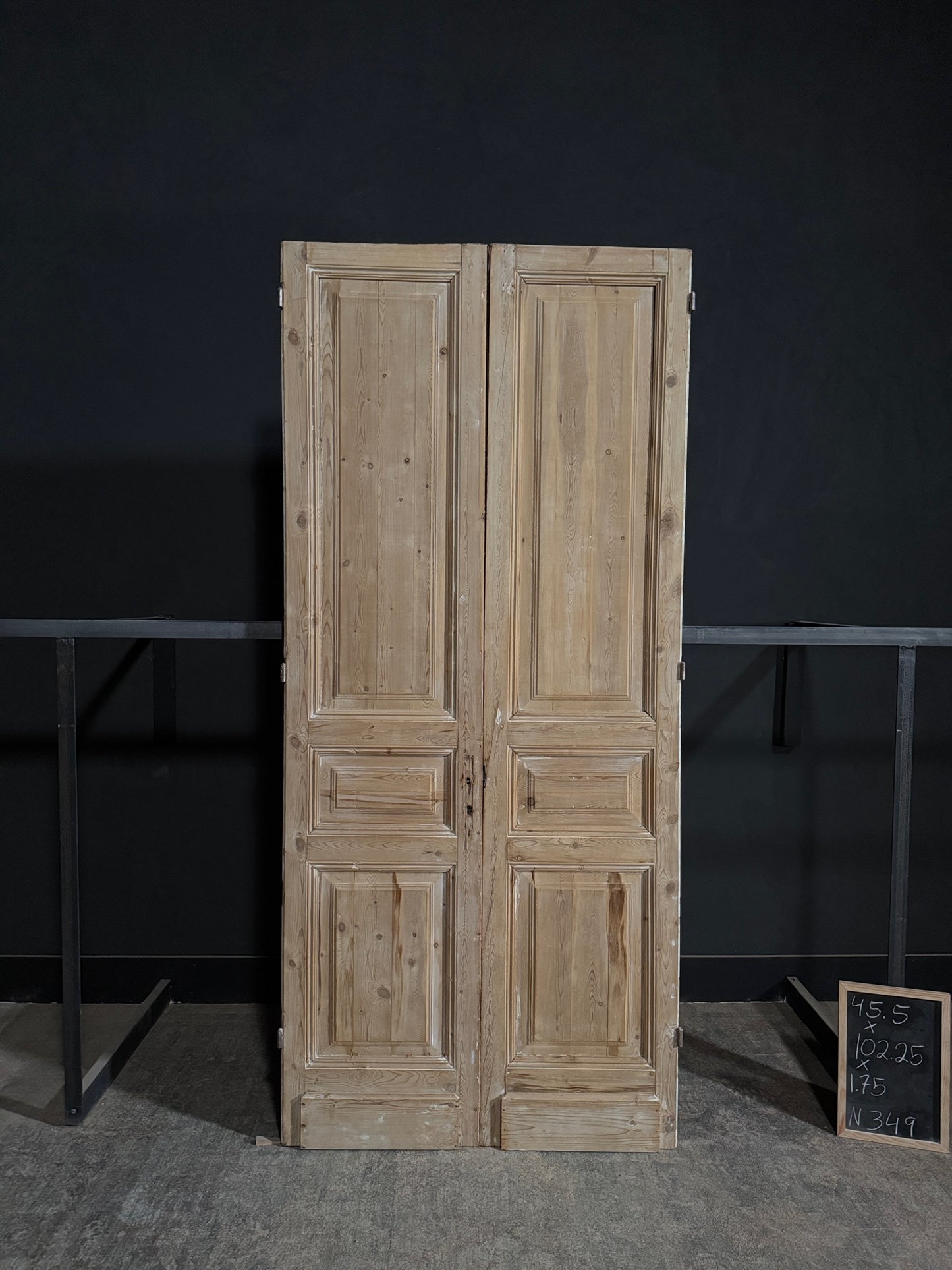 Antique 3 Panel Solid Double Doors - 45.5x102.25 - N349