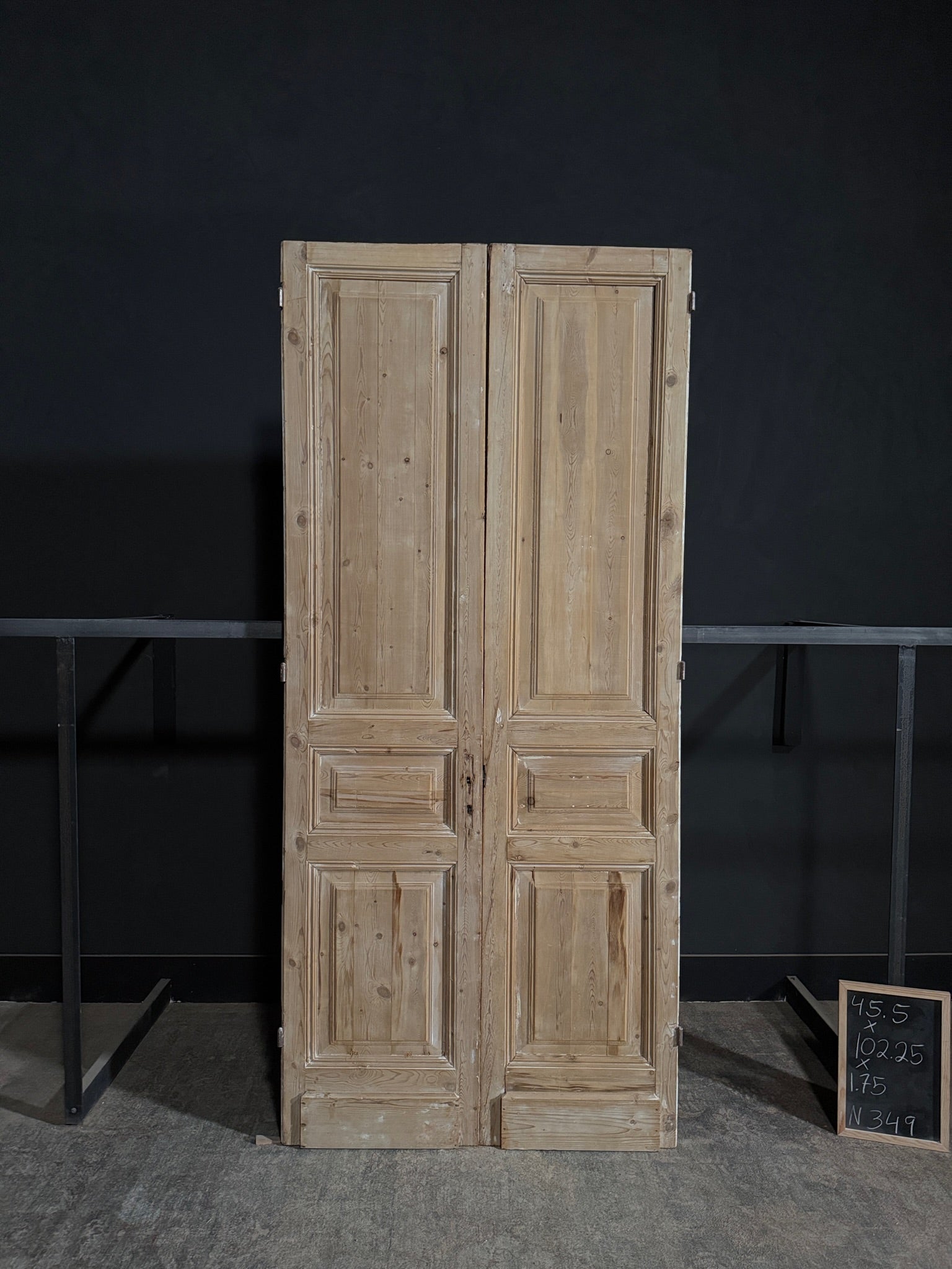Antique 3 Panel Solid Double Doors - 45.5x102.25 - N349