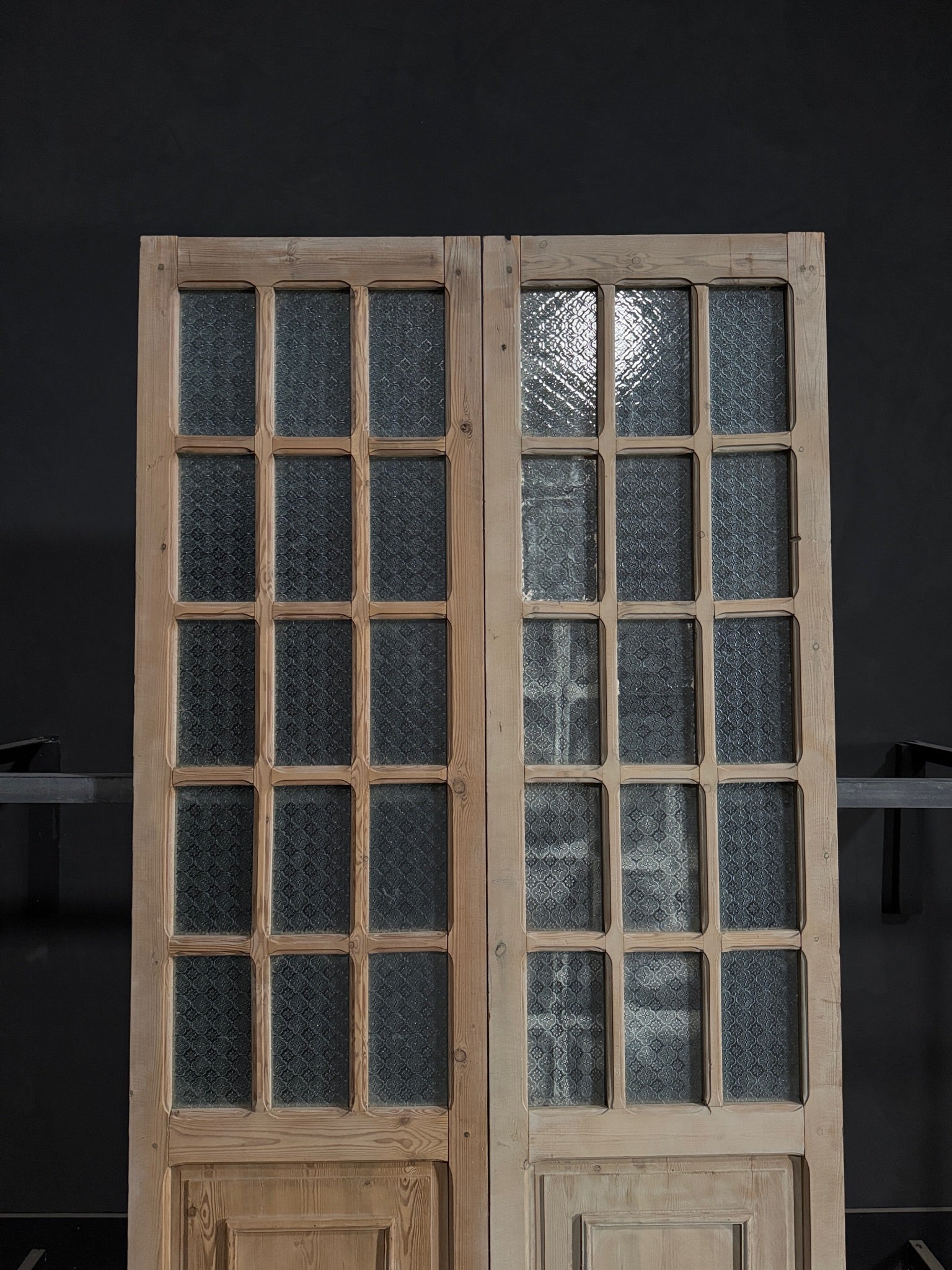Antique Obscured Glass 15 Lite French Doors - 51x100.75 - N321