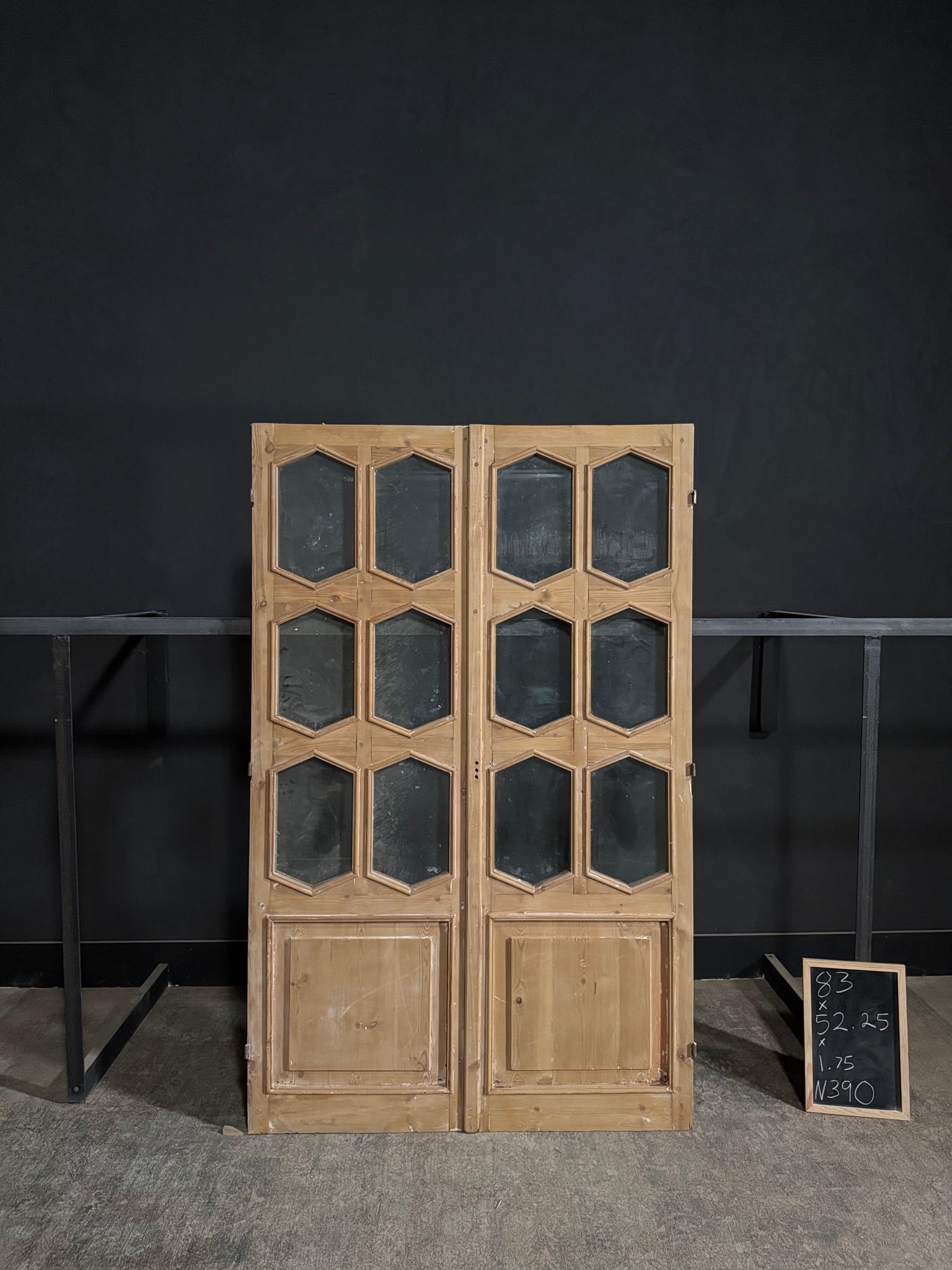 Antique Glass 6 Lite French Doors - 52.25x83 - N390