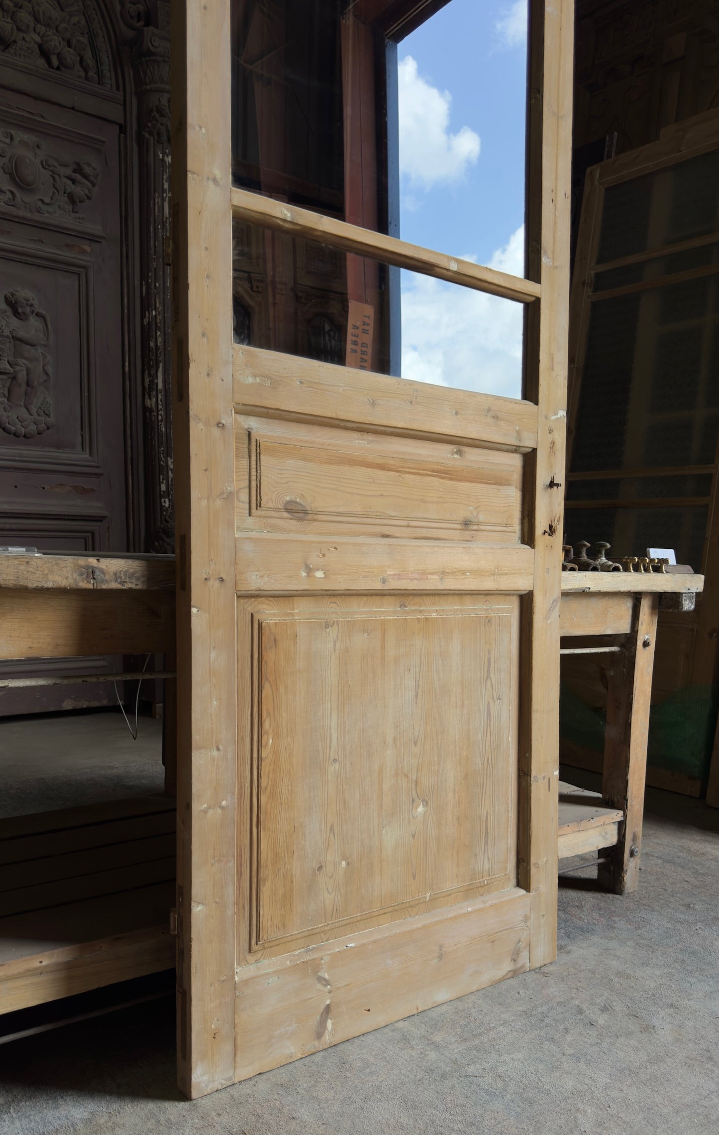 Antique Glass 3 Lite Door - 31.5x92.5 - L637