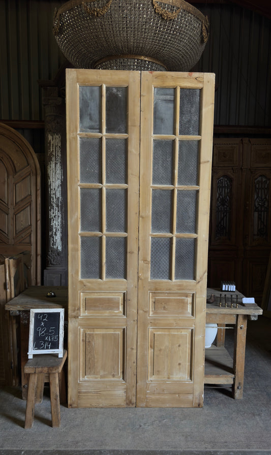 8 Lite Antique Glass French Doors - 42x98.5 - L314