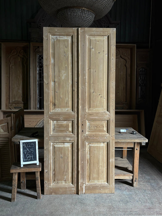 3 Panel Antique Solid French Doors - 40.25x93.5 - L84