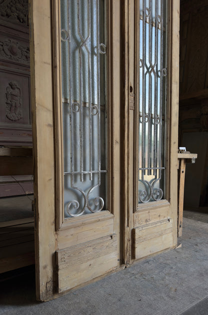 Antique Iron Single Lite French Doors - 47.5x98 - L569