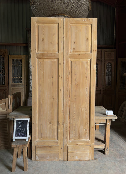2 Panel Antique Solid French Doors - 44x97.5 K330