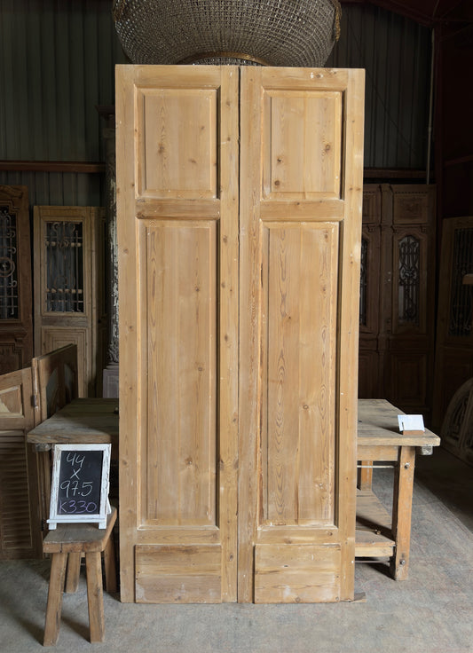 2 Panel Antique Solid French Doors - 44x97.5 K330