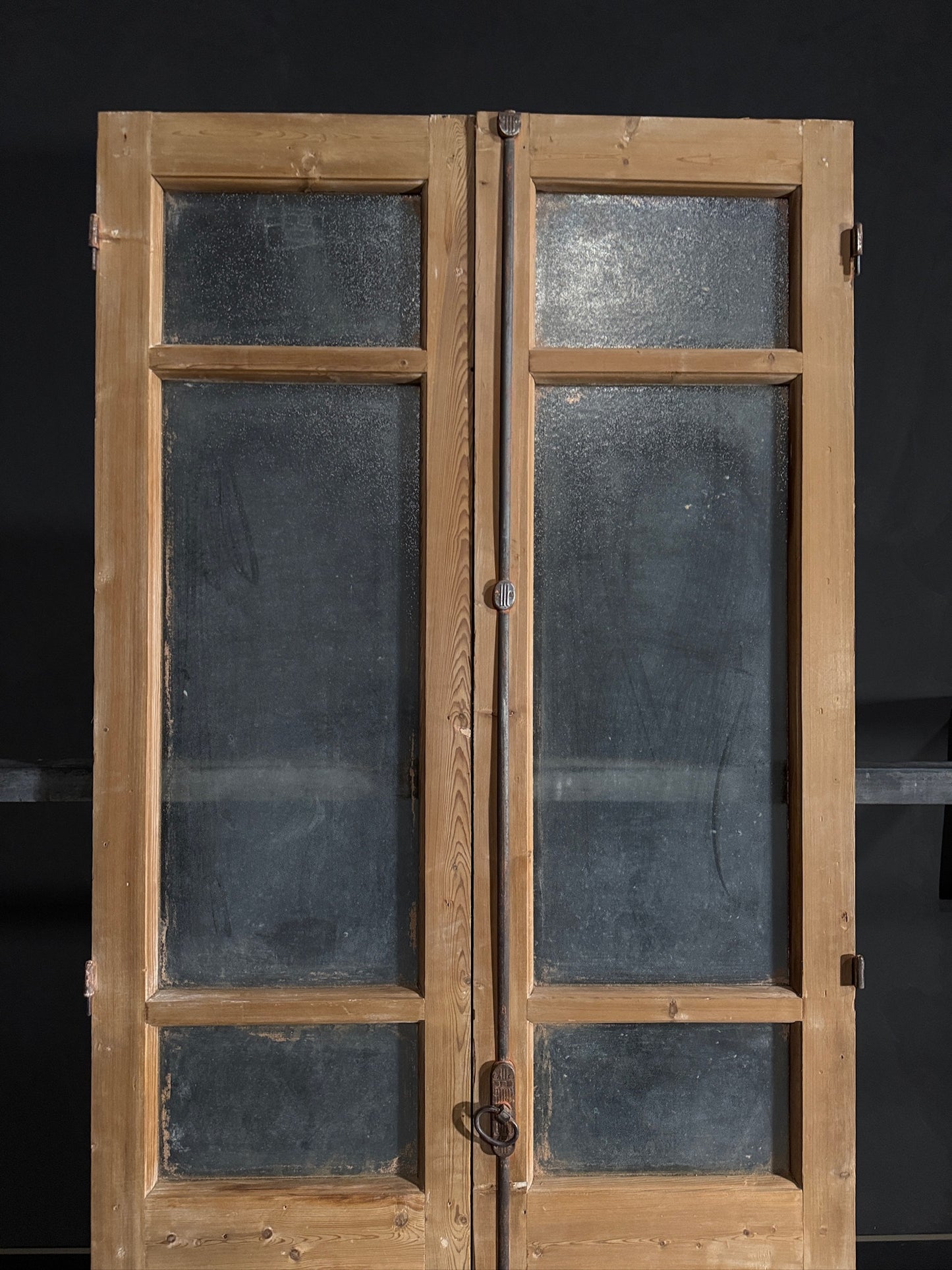 Antique Obscured Glass 3 Lite French Doors - 40.25x94.5 - N482