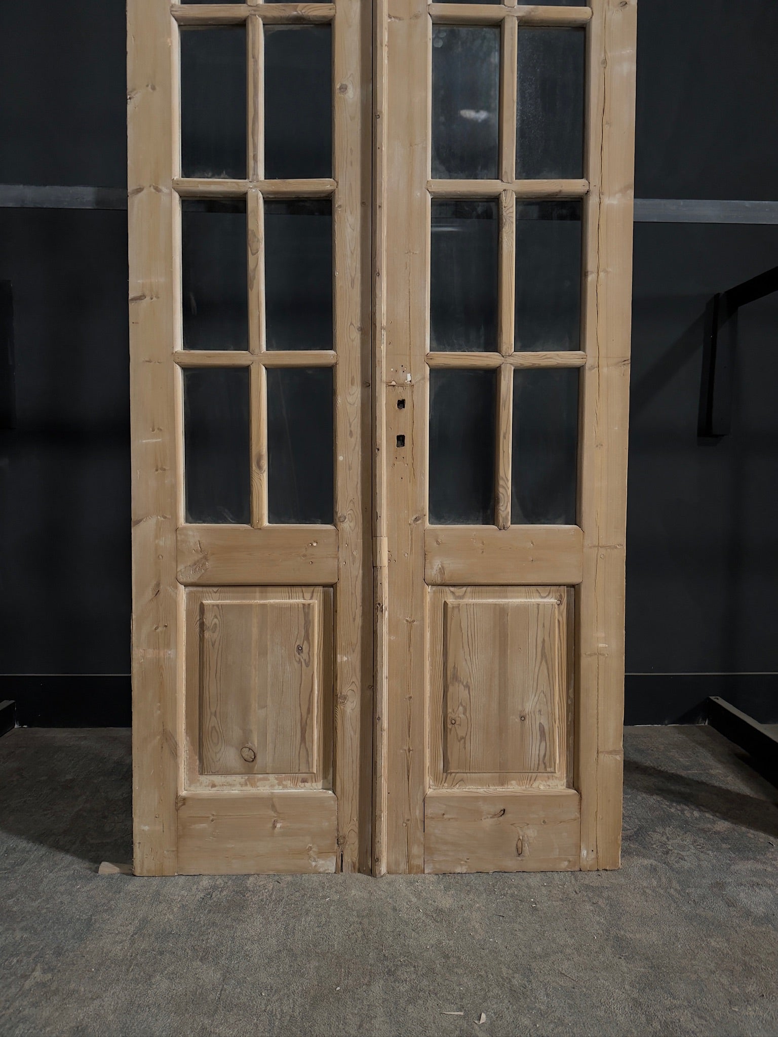 Antique Glass 7 Lite Arched French Doors - 43x92.25 - N314