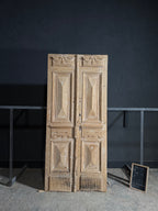 Antique Carved 4 Panel Double Doors - 44x99 - N651