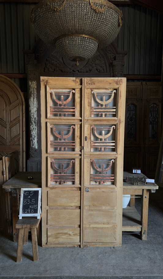 Antique Iron Motif French Doors - 40.5x83.5 - L298