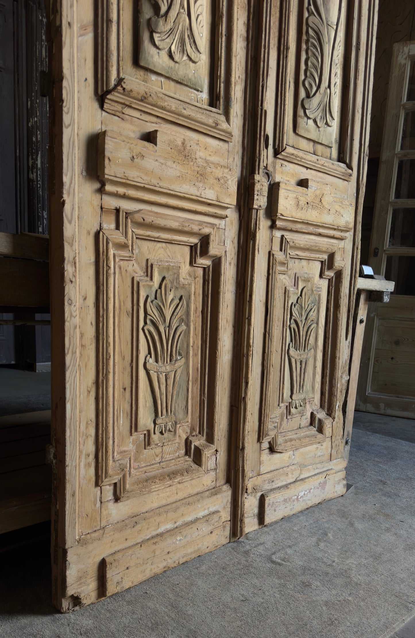 Hand Carved Solid French Doors - 45.5x106.5 - L207