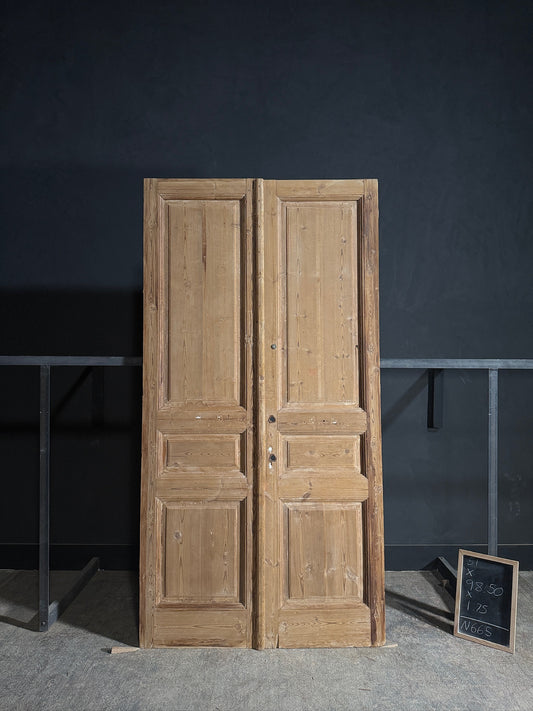 Antique 3 Panel Solid Double Doors - 51x98.5 - N665