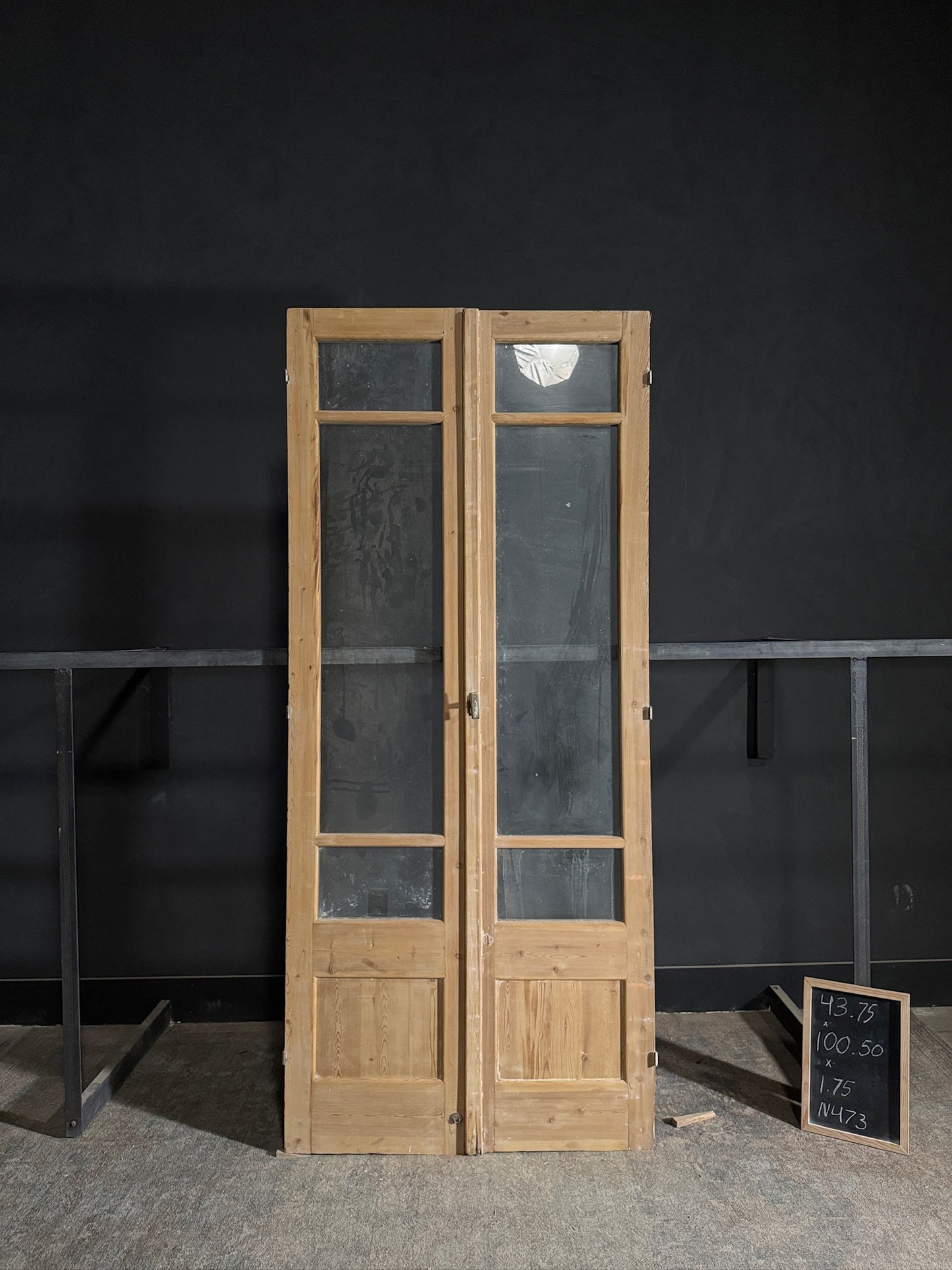 Antique Glass 3 Lite French Doors - 43.75x100.5 - N473