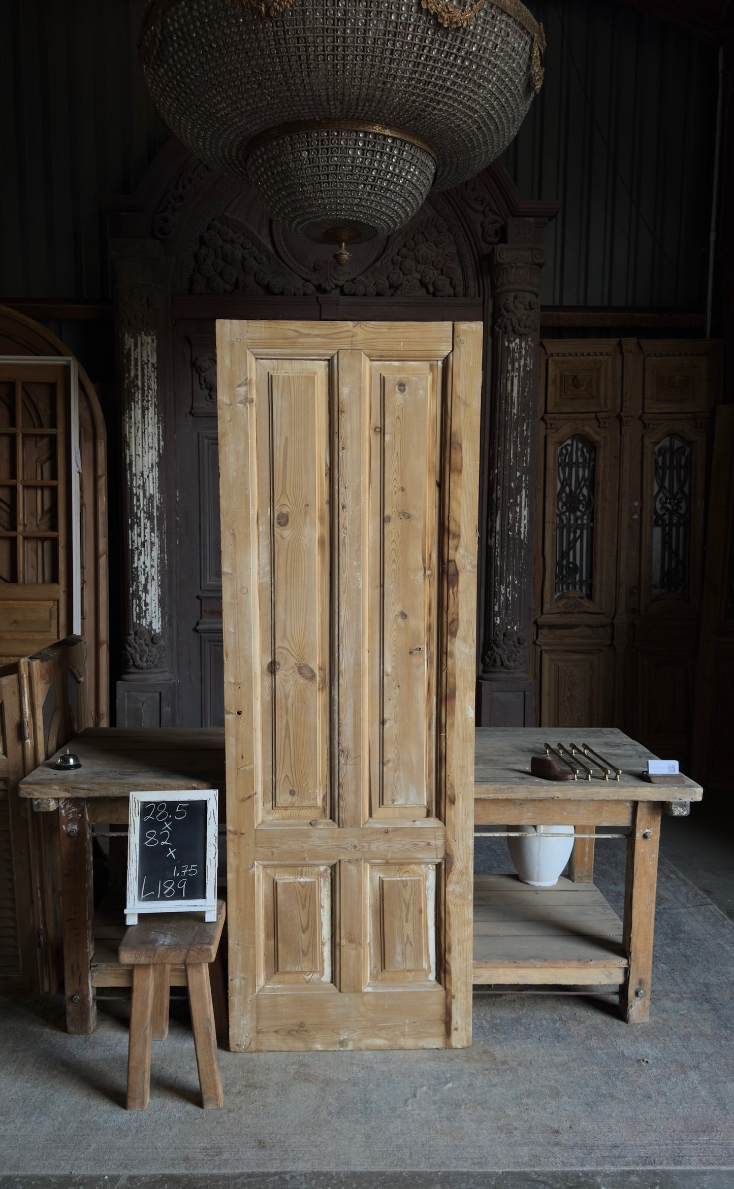 4 Panel Single Solid Antique Door - 28.5x82 - L189