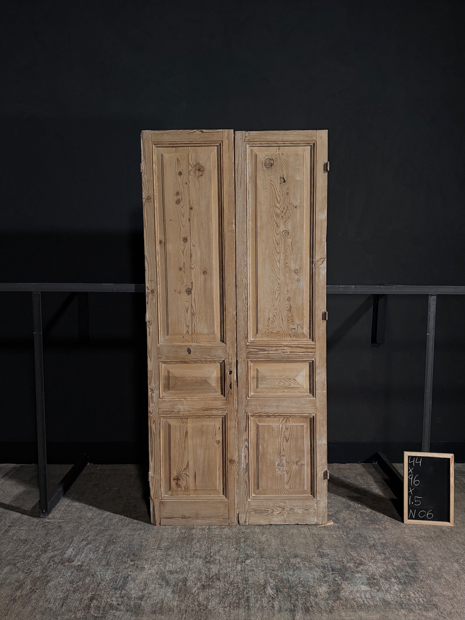 Antique Iron 3 Panel Double Doors - 44x96 - N06