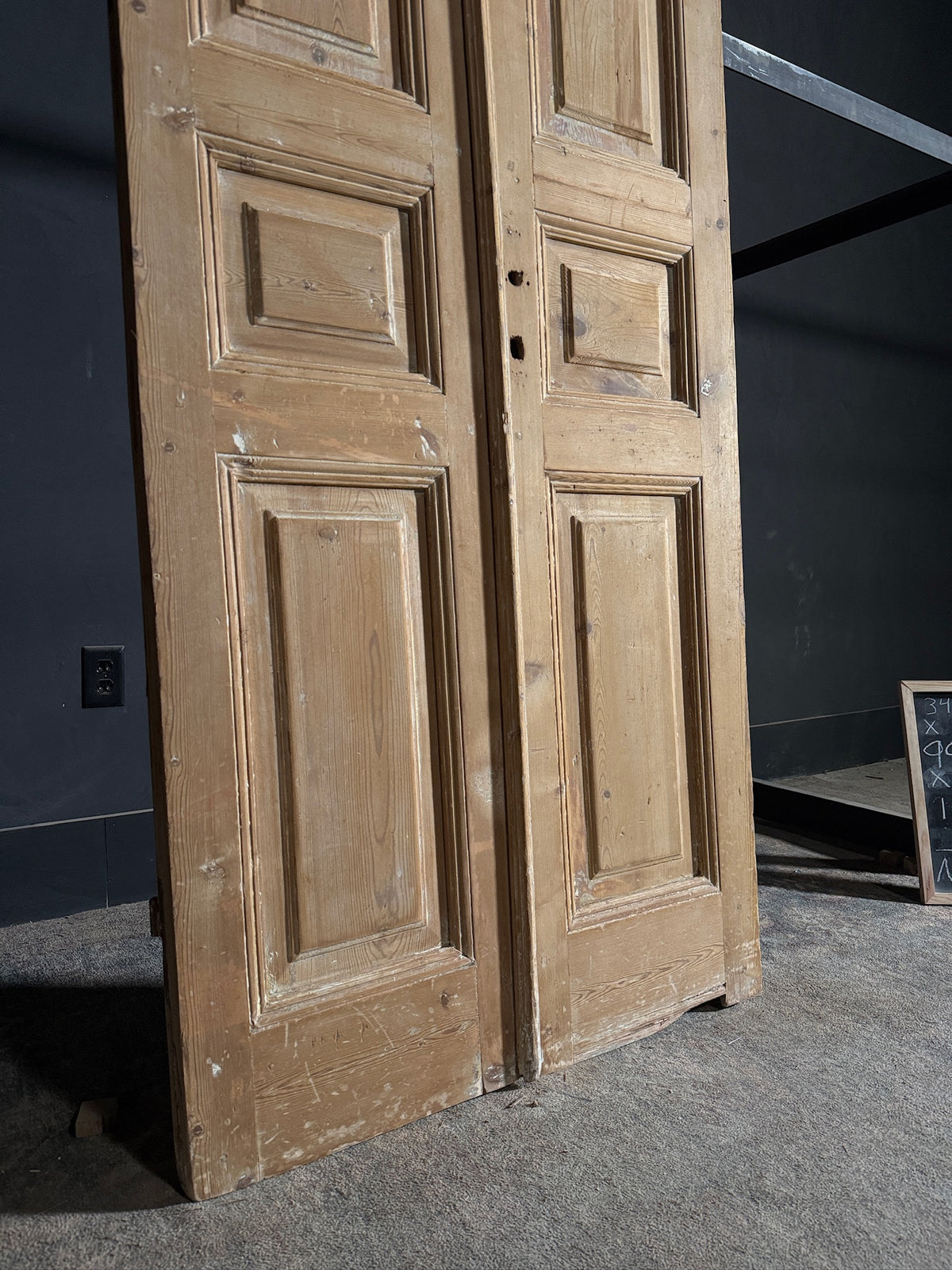 Antique 3 Panel Solid Double Doors - 34.75x99.5 - N599