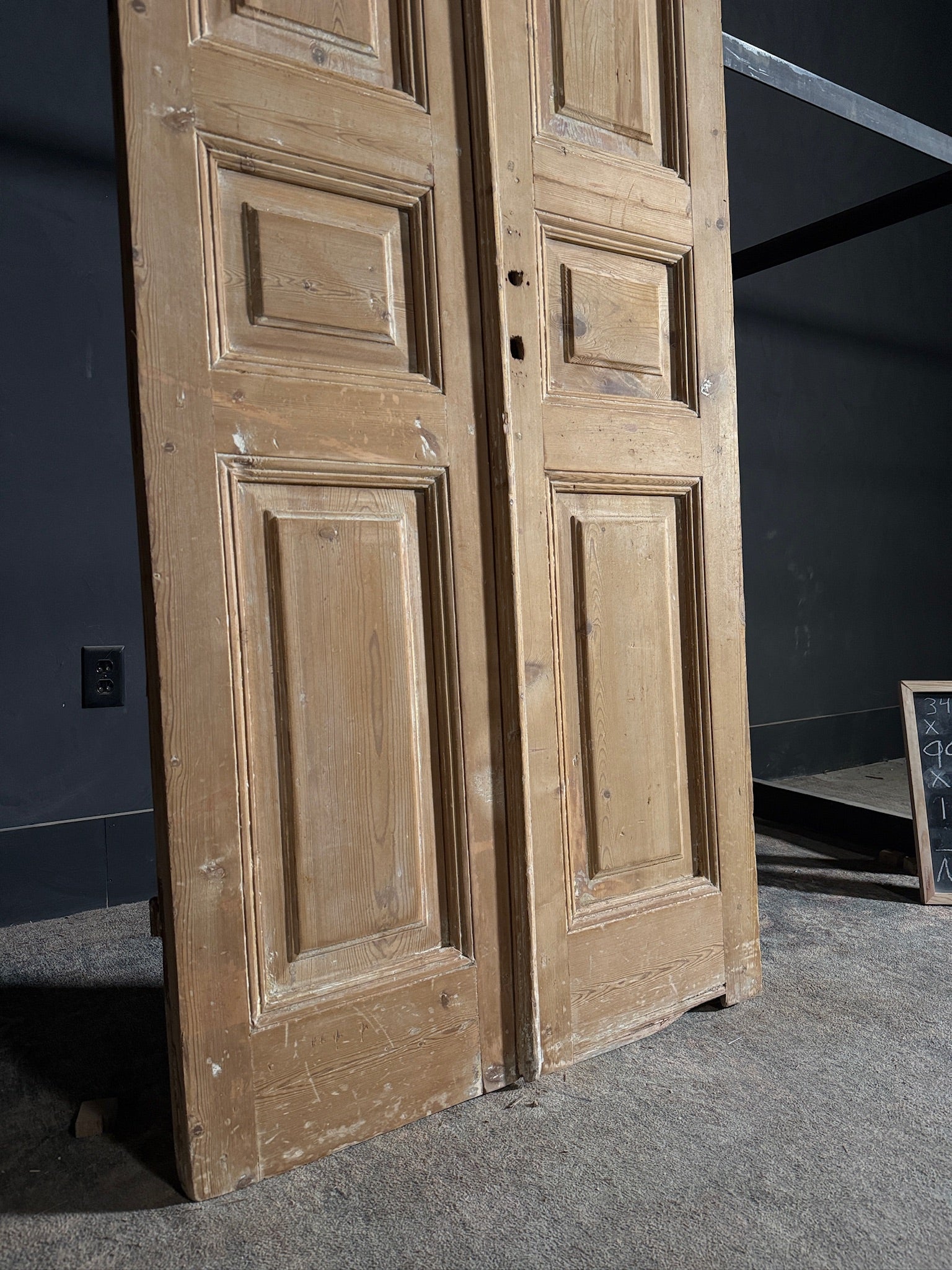 Antique 3 Panel Solid Double Doors - 34.75x99.5 - N599