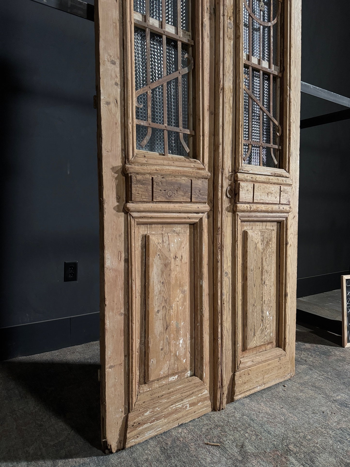 Antique Carved Iron French Doors - 41x87 - N82