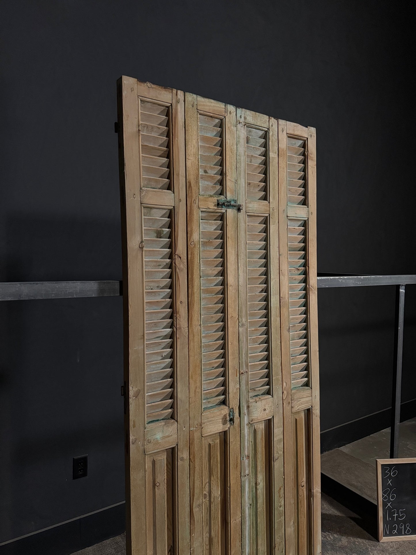 Antique Louvered 3 Panel Bi-Fold Doors - 36x86 - N298
