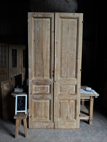 3 Panel Antique Solid French Doors - 45x100 J427