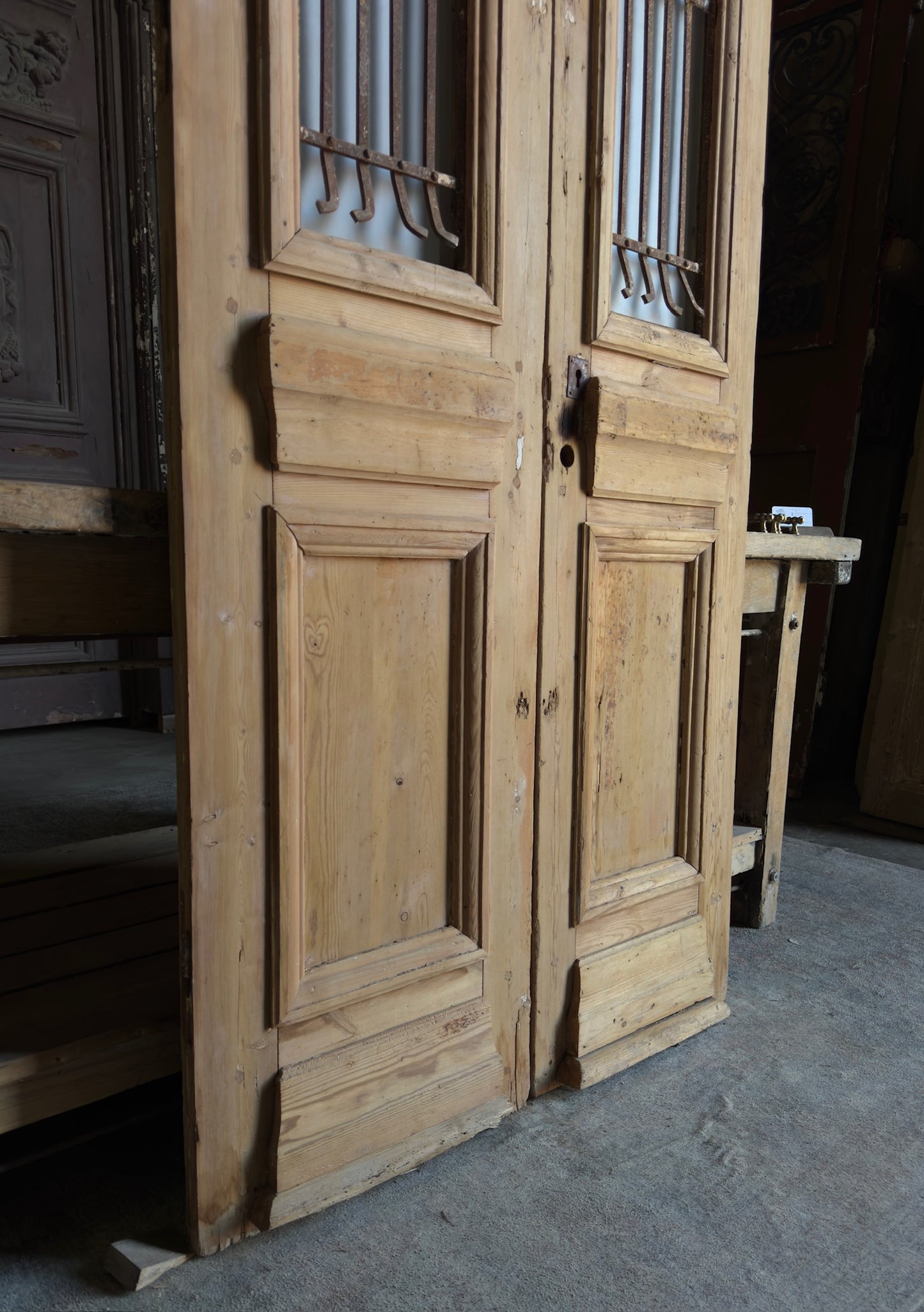 Stately Antique Iron French Doors - 37.5x88 - L300