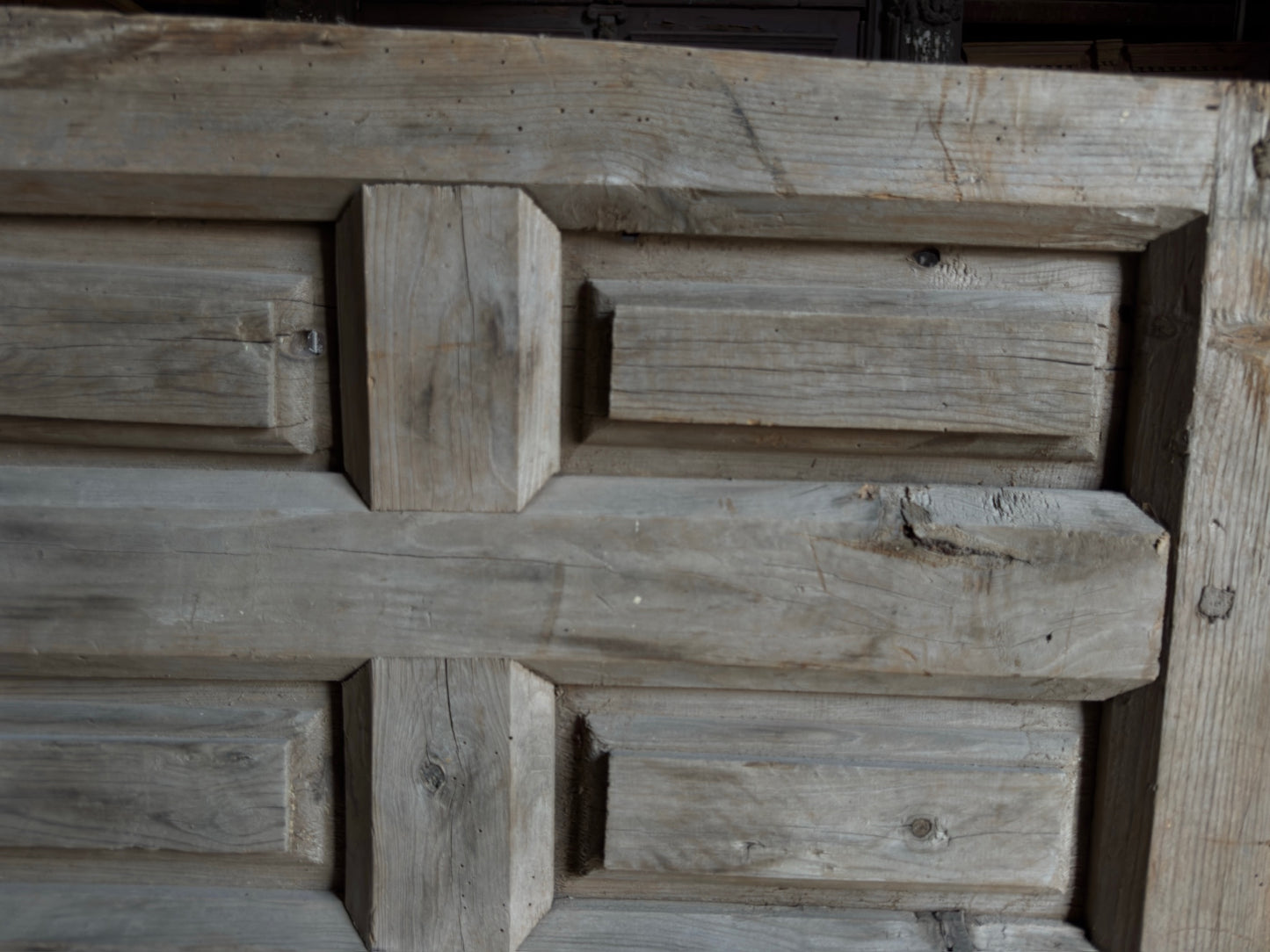 Spanish Coffered Panel Antique Single Door - 29.75x66 - L255