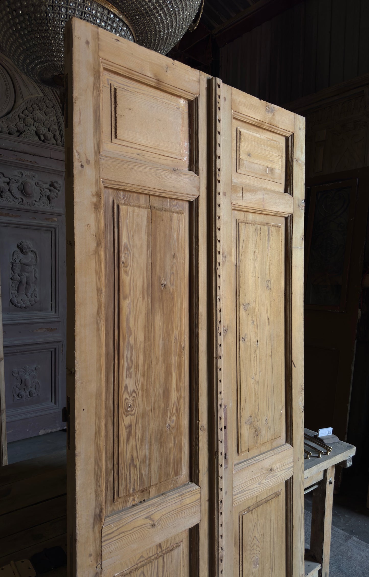 3 Panel Antique Solid French Doors - 40x89 - L346