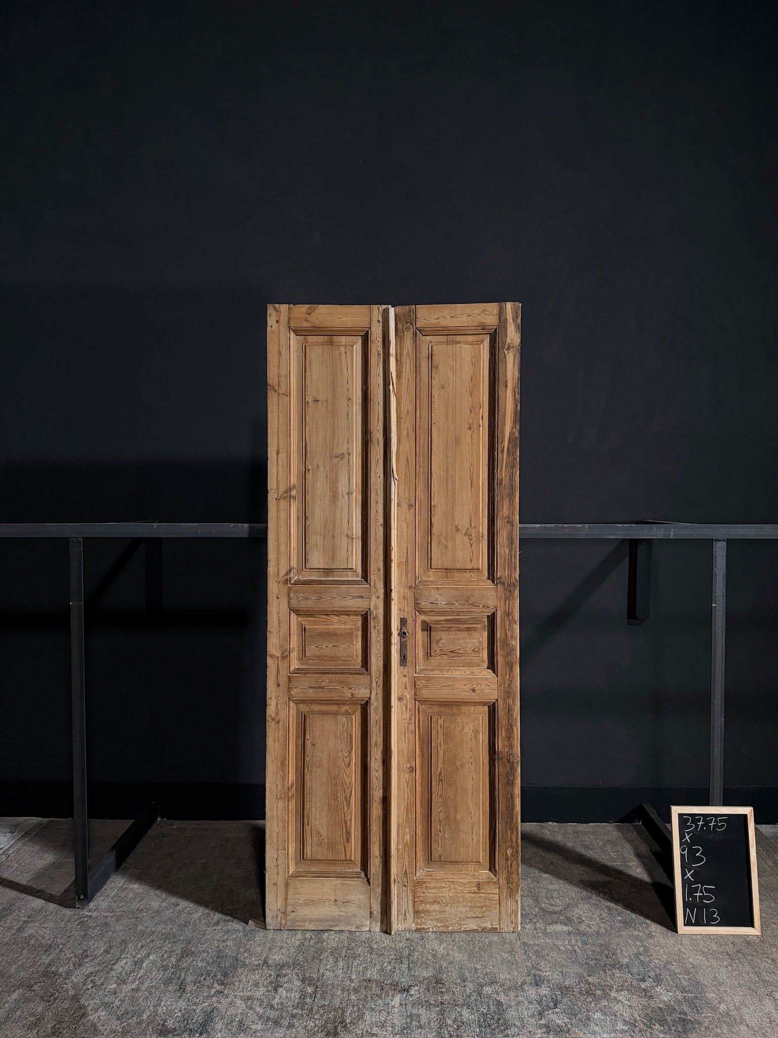 Antique Iron 3 Panel Double Doors - 37.75x93 - N13