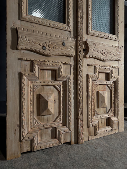 Antique Carved 1 Lite French Doors - 47x80.25 - N601